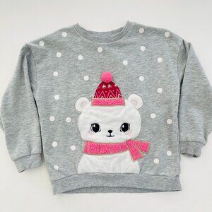 H&M winter Snowbear Christmas Sweater Sweatshirt, Girls Size 6-8